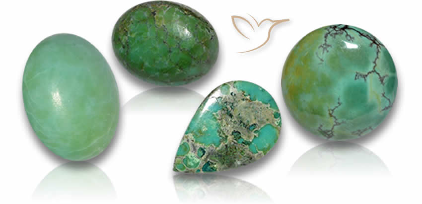 Pedras preciosas verdes turquesa