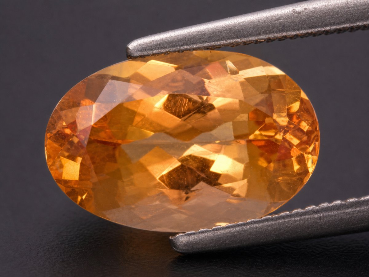 Visão aproximada de gemas naturais de topázio imperial.