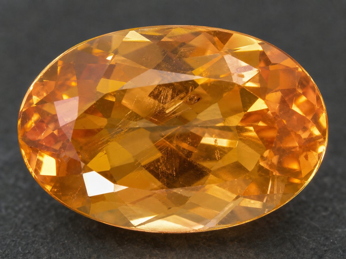Visão aproximada de gemas naturais de topázio imperial.