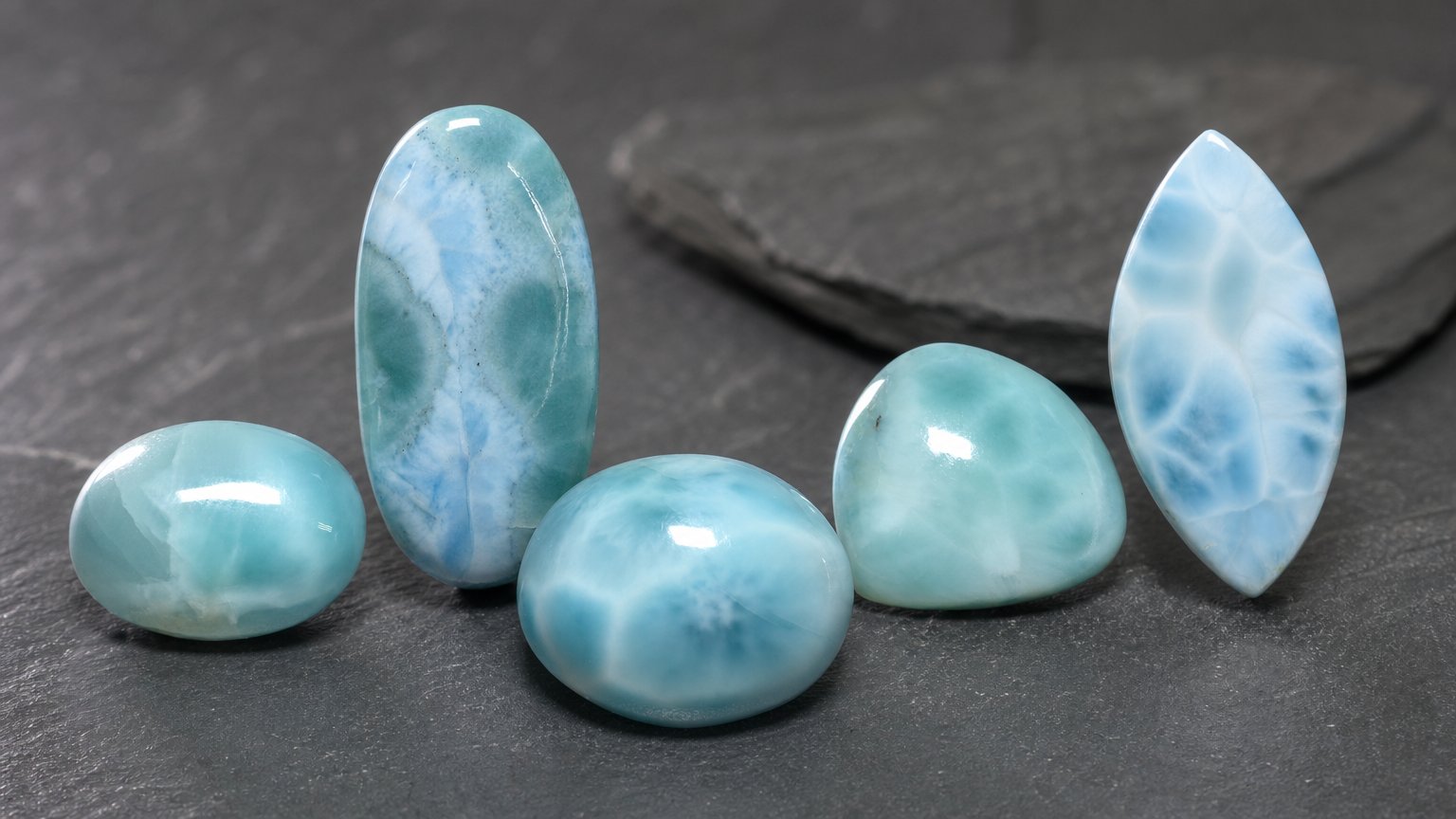 Pedras preciosas naturais de Larimar - guia de compra