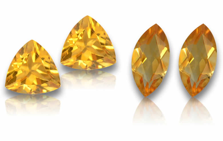 Conjunto de pares de citrinos para brincos e joias personalizadas.