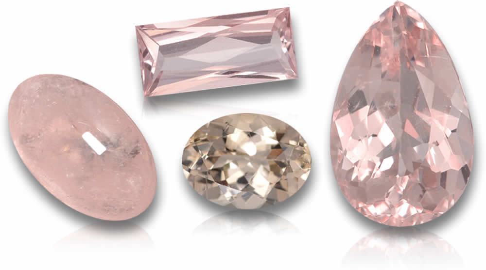 Pedras preciosas de morganita rosa-pêssego