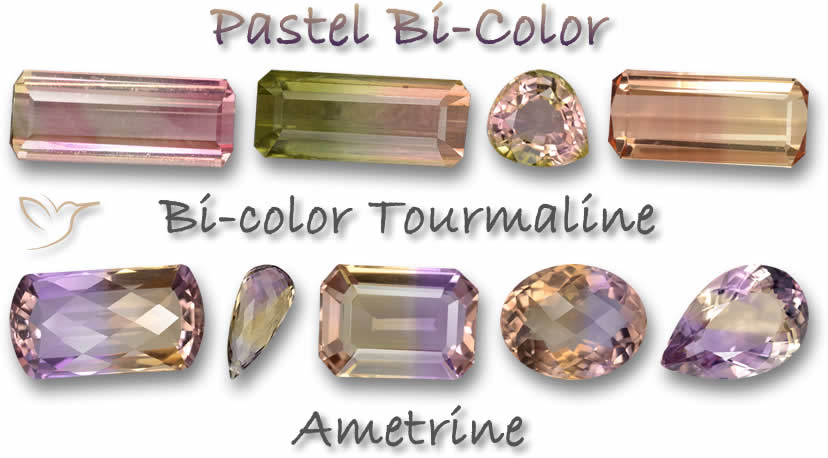 Pedras preciosas bicolores pastel