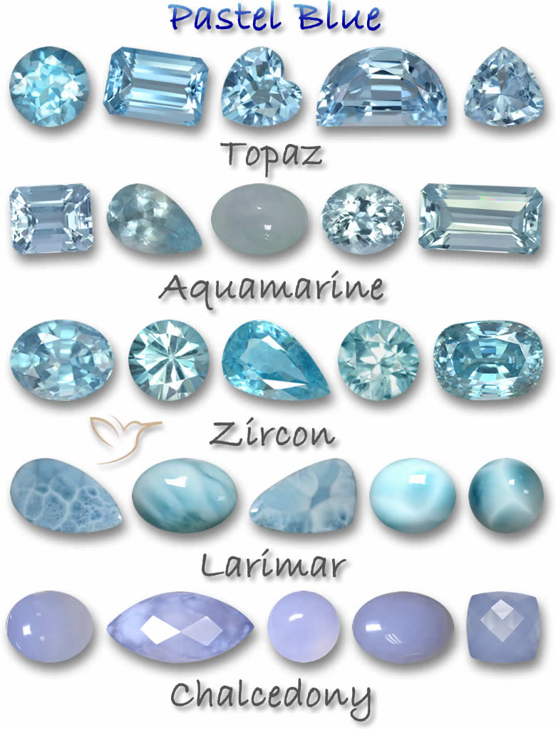 Pedras preciosas azuis pastel