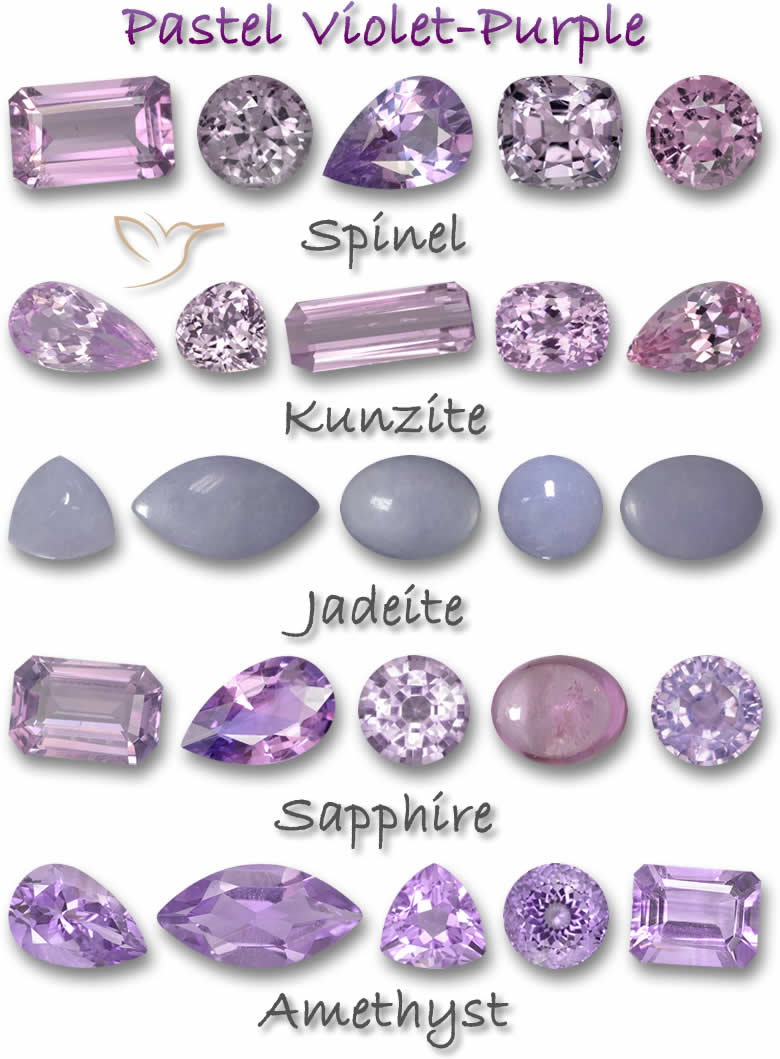 Pedras preciosas violeta-roxas pastel