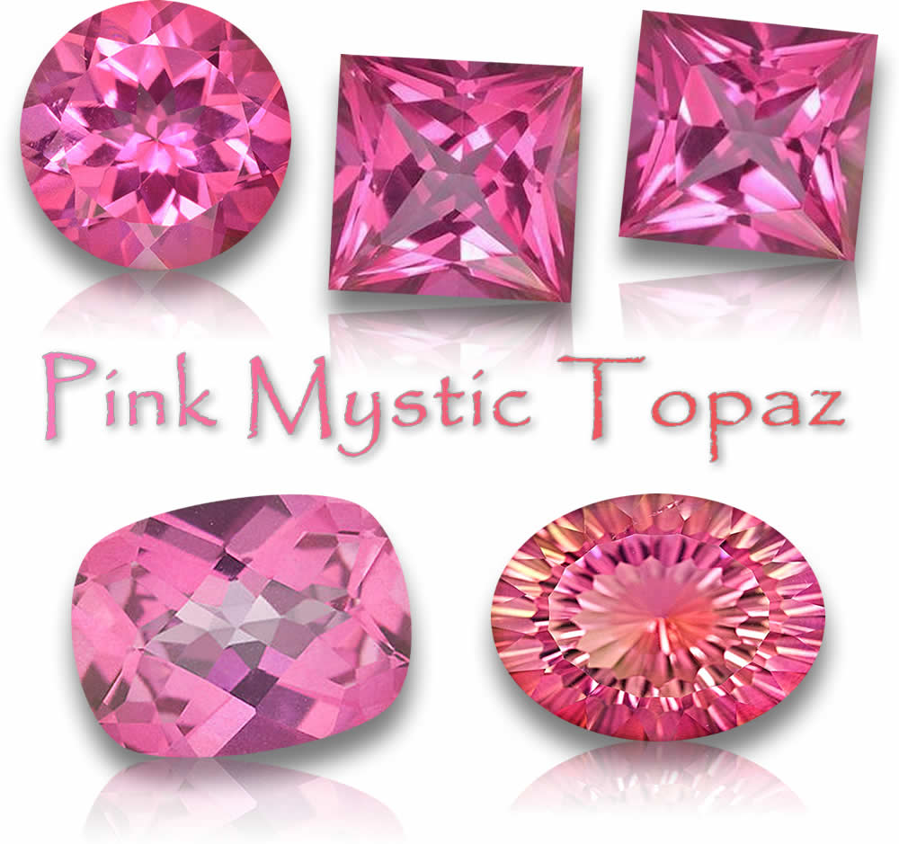 Pedras preciosas de topázio místico rosa natural