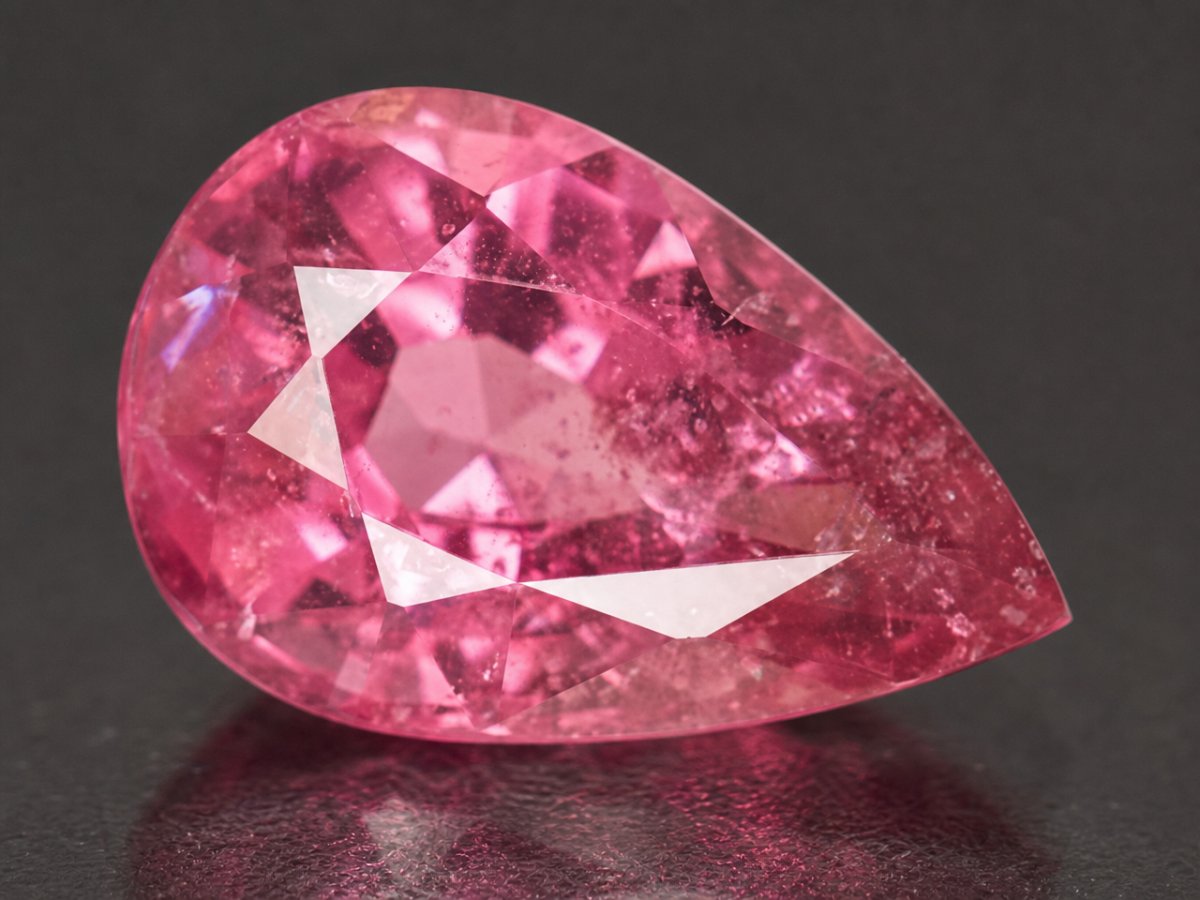 Visão aproximada de gemas naturais de espinélio rosa.