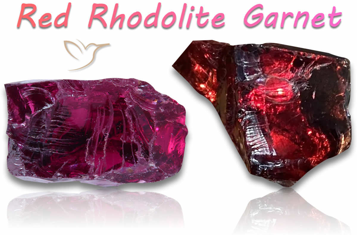 Pedras de granada rodolita vermelha áspera
