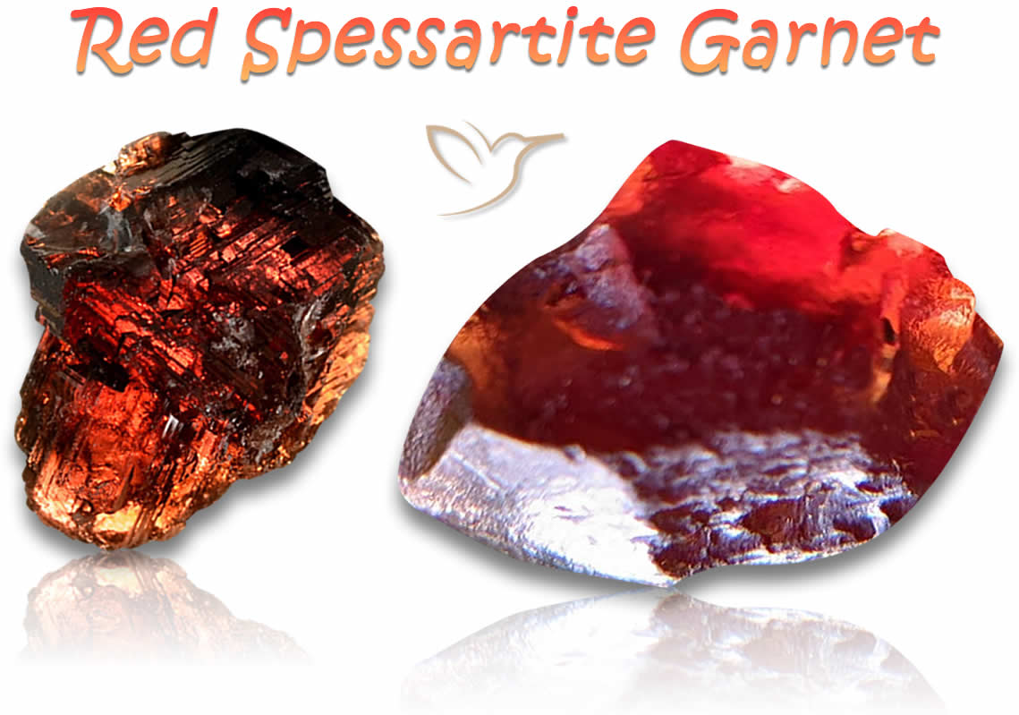 Pedras de granada espessartita vermelha áspera