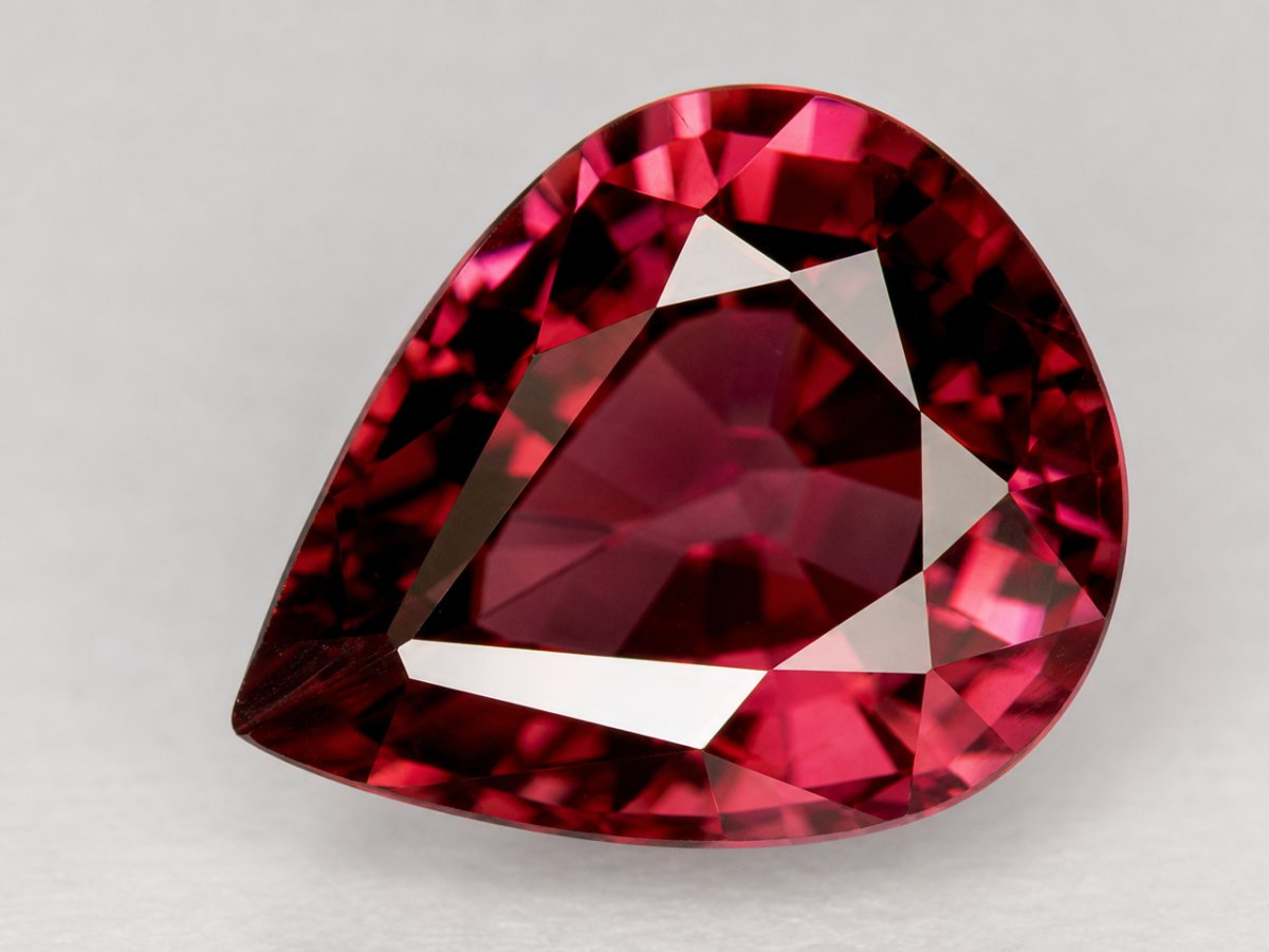 Visão aproximada de gemas naturais de zircão vermelho.
