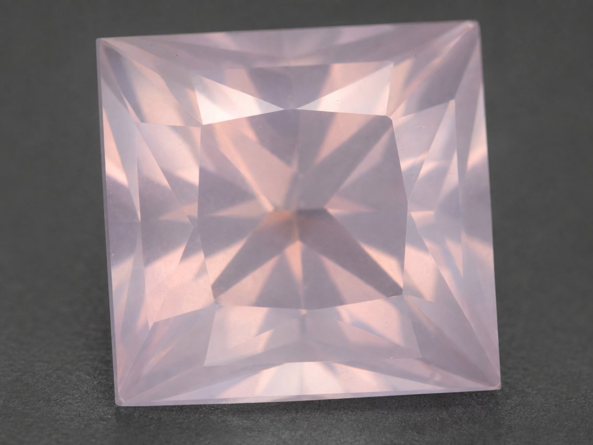 Visão aproximada de gemas de quartzo rosa naturais.