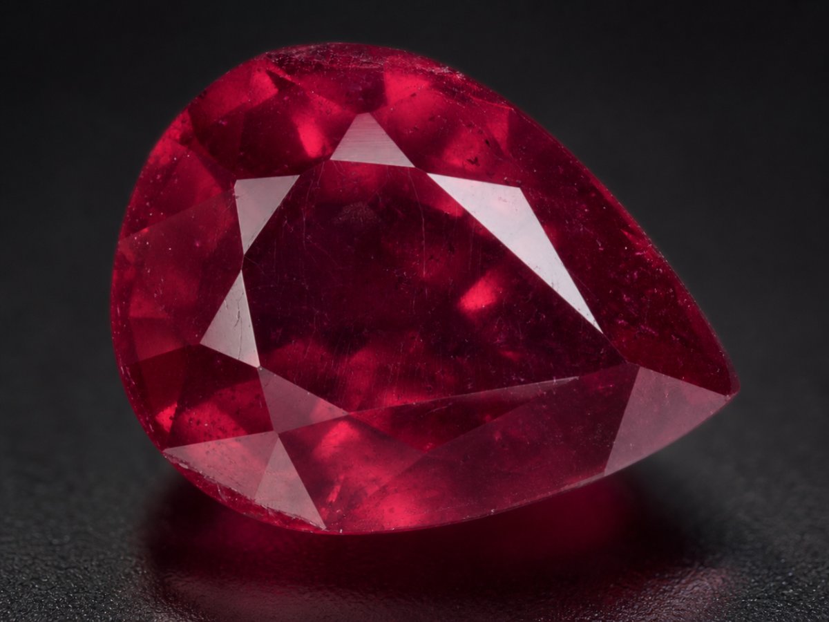 Visão aproximada de gemas de rubi naturais.