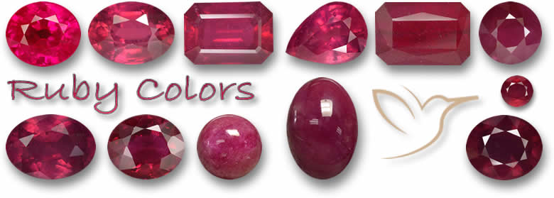 Cores de pedras preciosas de rubi