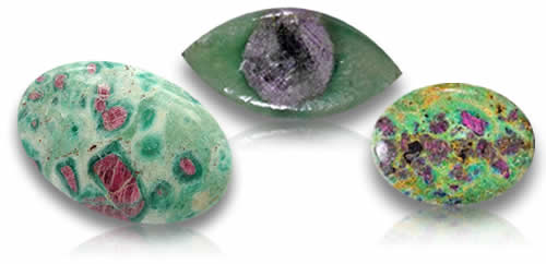 Rubi em pedras preciosas Fuchsite
