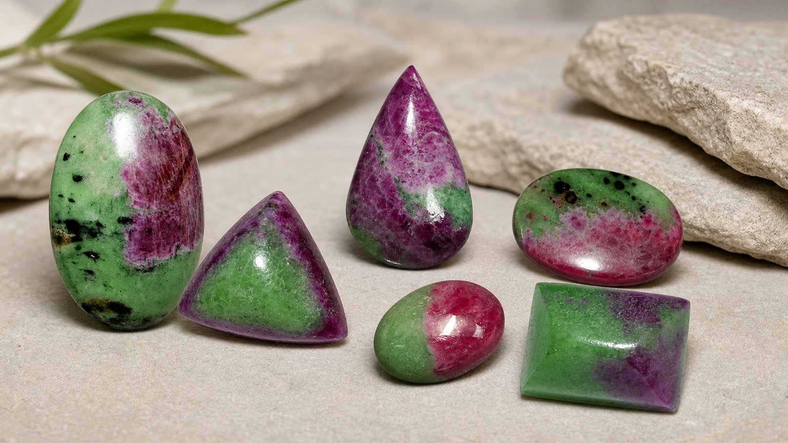 Gemas naturais de rubi-zoisita - guia de compra