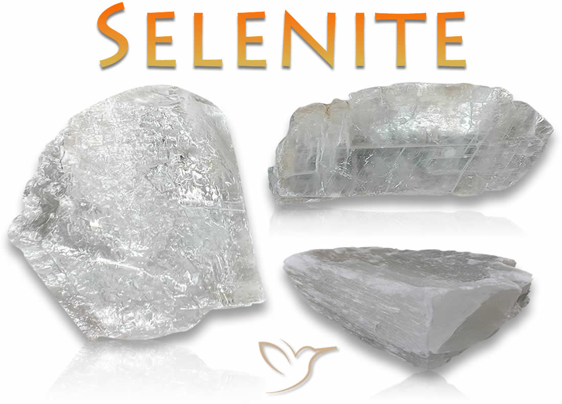 Pedras preciosas naturais de selenita áspera