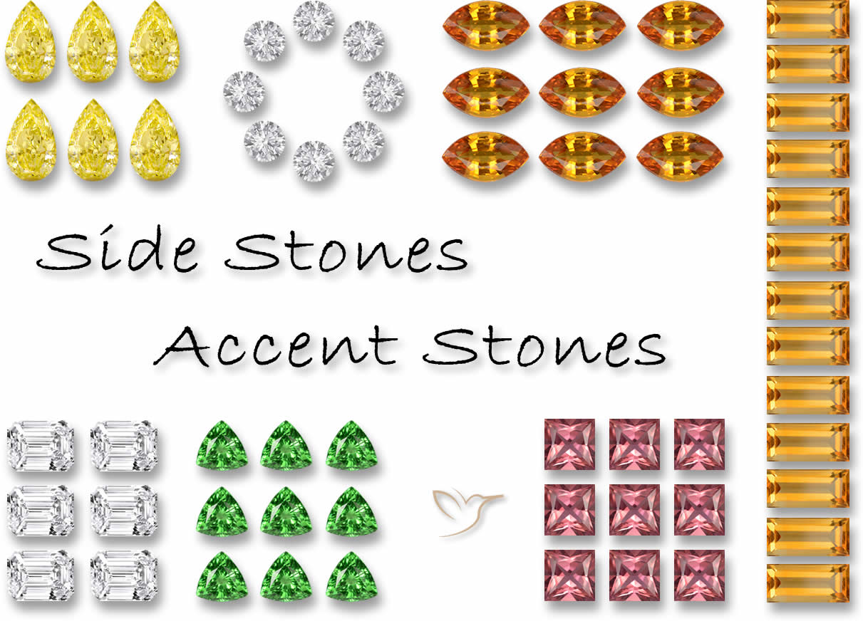 Pedras laterais para designers de joias