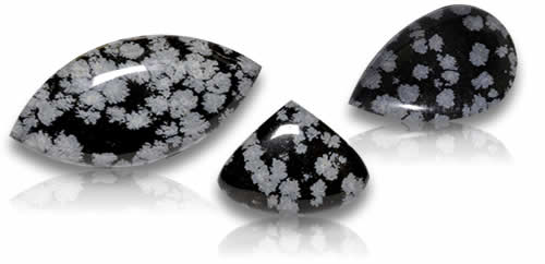 Pedras preciosas de obsidiana floco de neve
