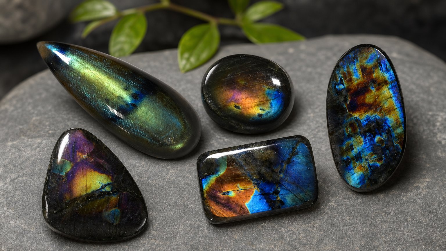 Gemas de espectrolita natural - guia de compra