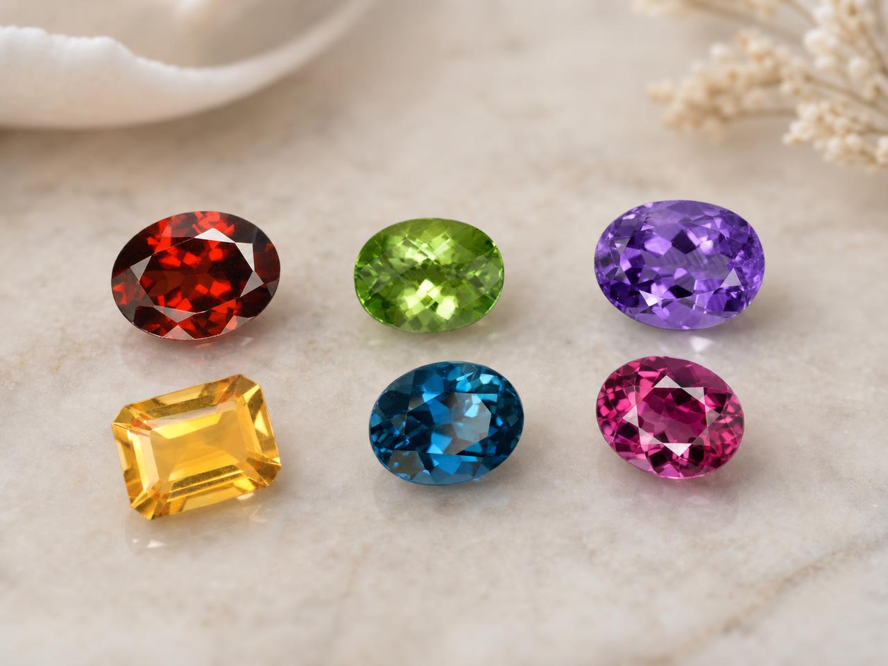 Conjunto de pedras preciosas naturais ovais sortidas de 6x4mm