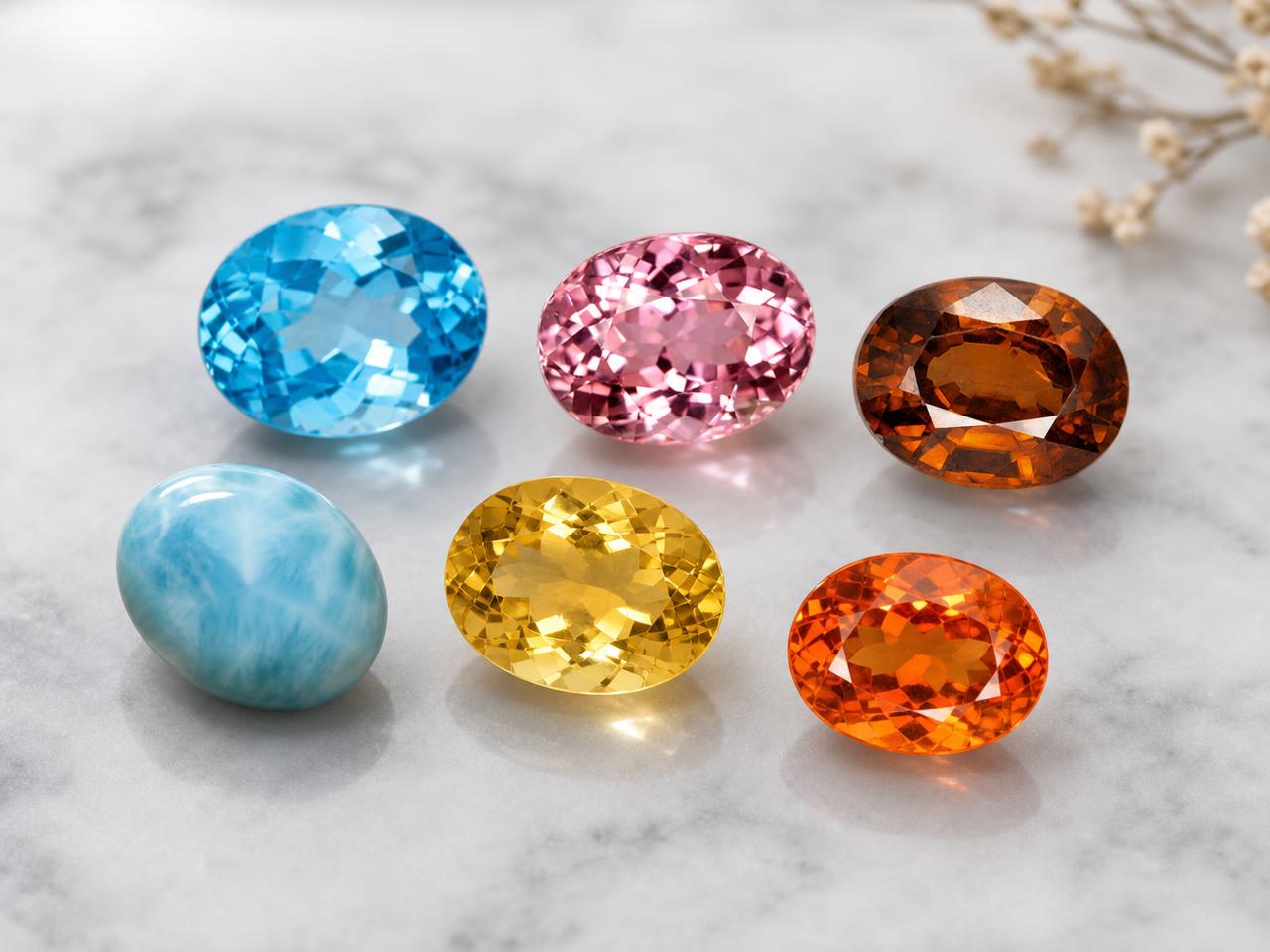 Gemas naturais soltas, ovais, de 8x6mm, em cores sortidas.