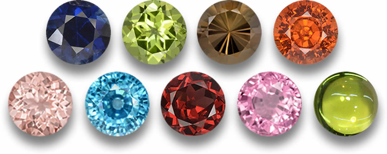 Seleção de gemas soltas redondas de 7mm