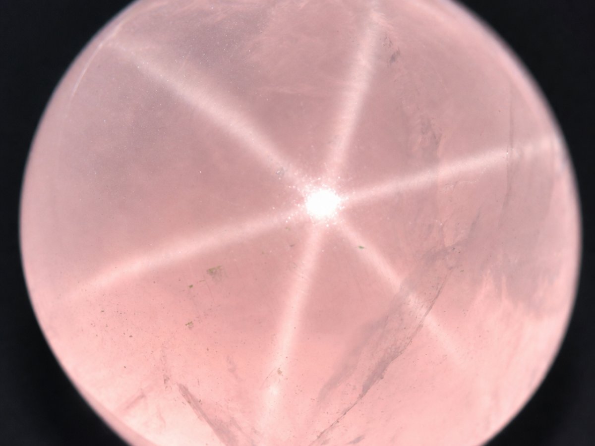 Visão aproximada de gemas naturais de Quartzo Rosa Estrela.