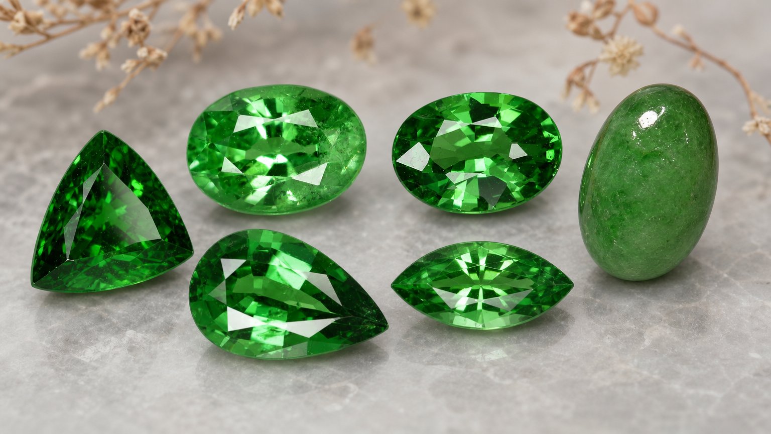 Guia de compra de gemas de granada tsavorita natural