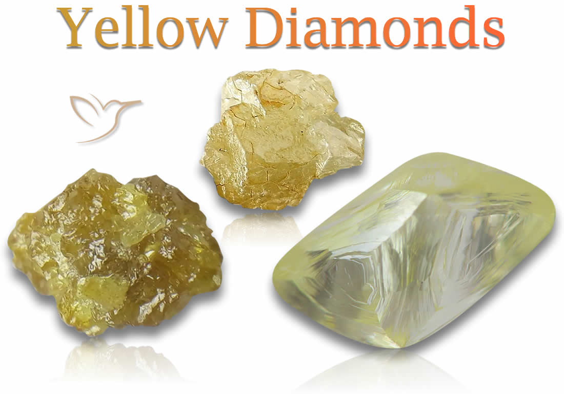 Pedras de diamante amarelo em bruto