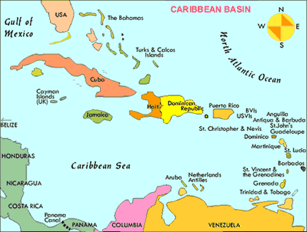 Mapa do Mar do Caribe