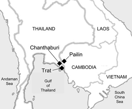 Mapa de Chanthaburi Pailin