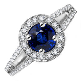 Anel de diamante safira