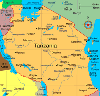 Mapa da Tanzânia
