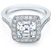 Anel de diamante com corte almofadado da Tiffany