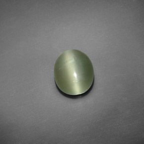 Actinolite cat's eye verde natural 1,93ct, corte oval, transparente