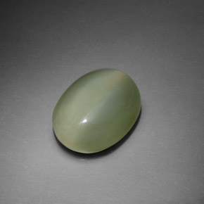 Olho de gato de actinolita Verde Natural 5.39ct, Corte Oval, Transparente