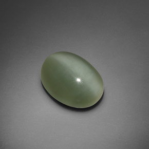 Actinolite cat's eye verde natural 7,66ct, corte oval, transparente