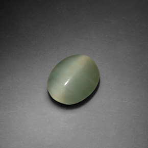 Actinolite cat's eye verde natural 2,37ct, corte oval, transparente