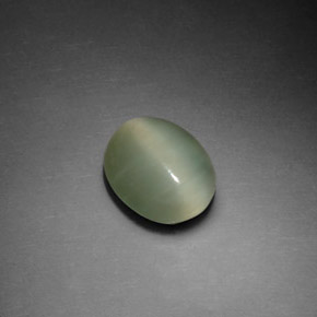 Actinolite cat's eye verde natural 2,37ct, corte oval, transparente