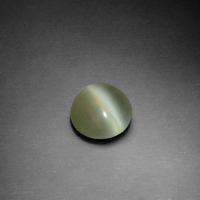 Actinolite cat's eye verde natural 1,22ct, corte redondo, transparente