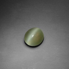 Actinolite cat's eye verde natural 1,25ct, corte oval, transparente
