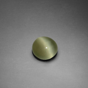 Actinolite cat's eye verde natural 1,33ct, corte redondo, transparente