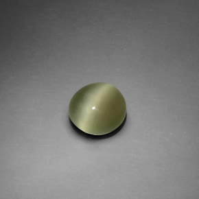 Actinolite cat's eye verde natural 1,33ct, corte redondo, transparente