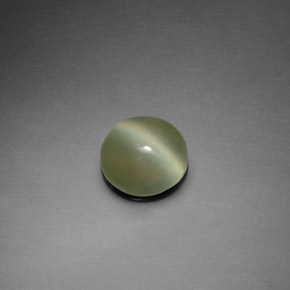 Actinolite cat's eye verde natural 1,39ct, corte redondo, transparente