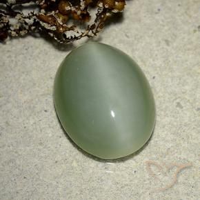 Olho de gato de actinolita Verde Terroso Natural 6.14ct, oval, Translúcido