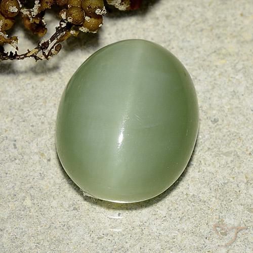 6.24ct Natural Luz verde Olho de gato de actinolita, oval, Translúcido