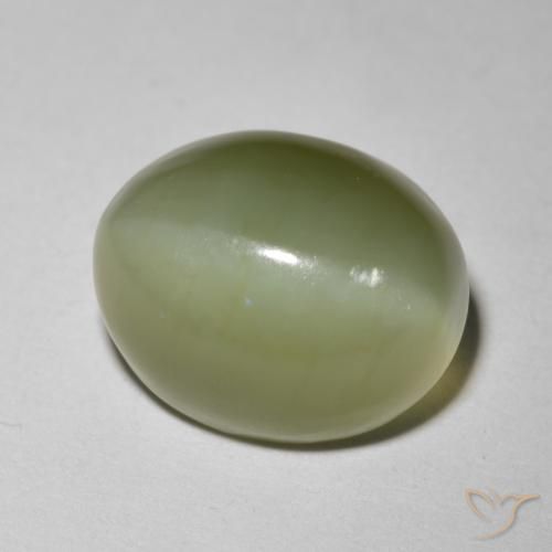 Olho de gato de actinolita Verde Terroso Natural 5.80ct, oval, Translúcido
