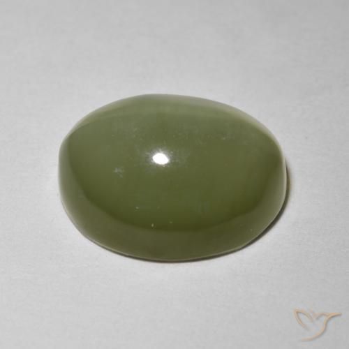 Olho de gato de actinolita Verde Terroso Natural 5.80ct, oval, Translúcido