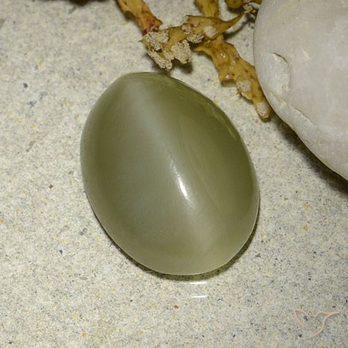 5.88ct Natural Verde amarelado Olho de gato de actinolita, oval, Translúcido