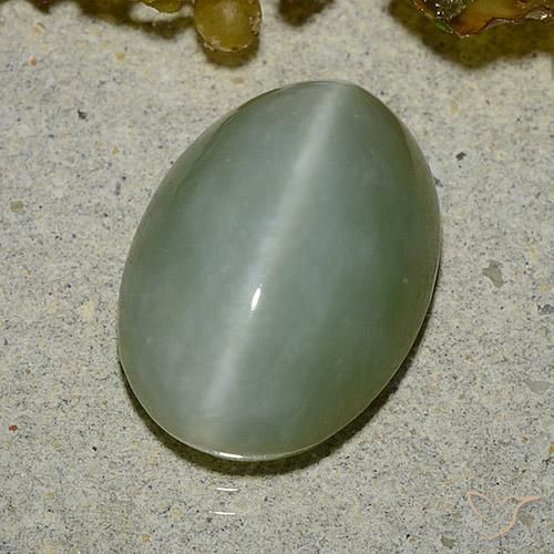 5.92ct Natural Verde musgo claro Olho de gato de actinolita, oval, Translúcido